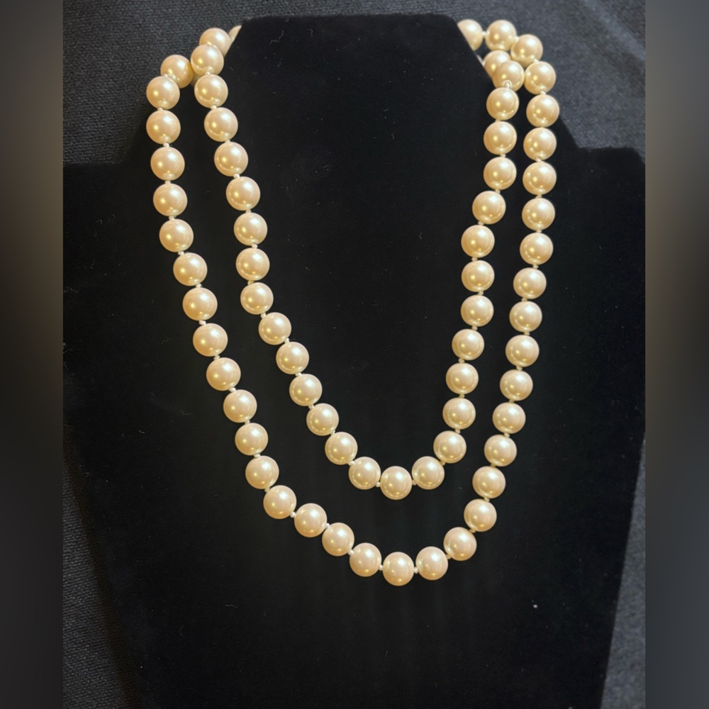 Classic Cream Faux Pearl Necklace 36”